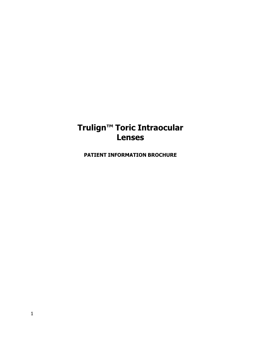 Trulign™ Toric Intraocular Lenses