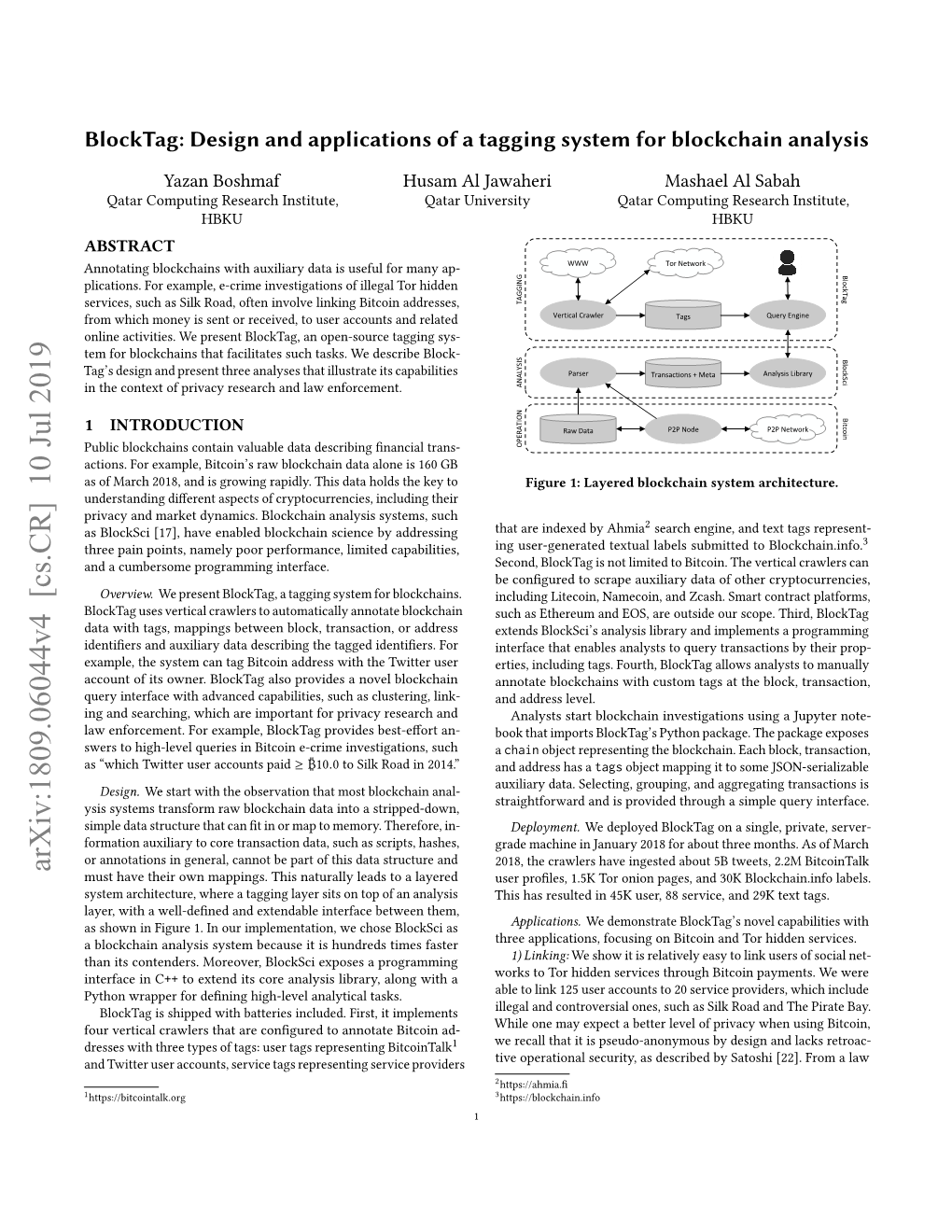 Design and Applications of a Tagging System for Blockchain Analysis