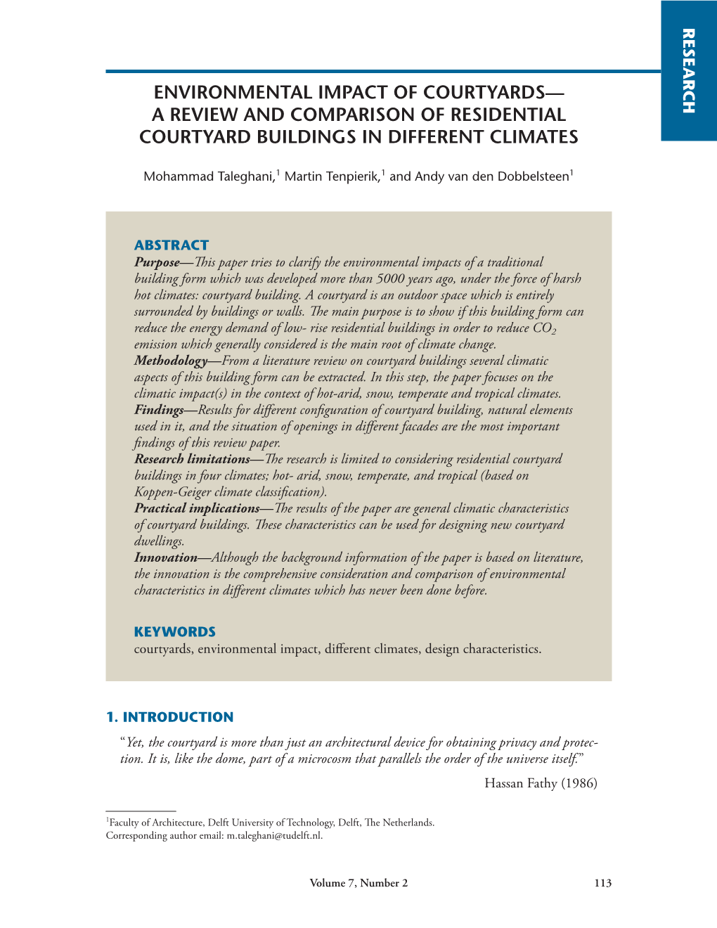 Environmental Impact of Courtyards— a Review and Comparison of Residential Courtyard Buildings in Different Climates