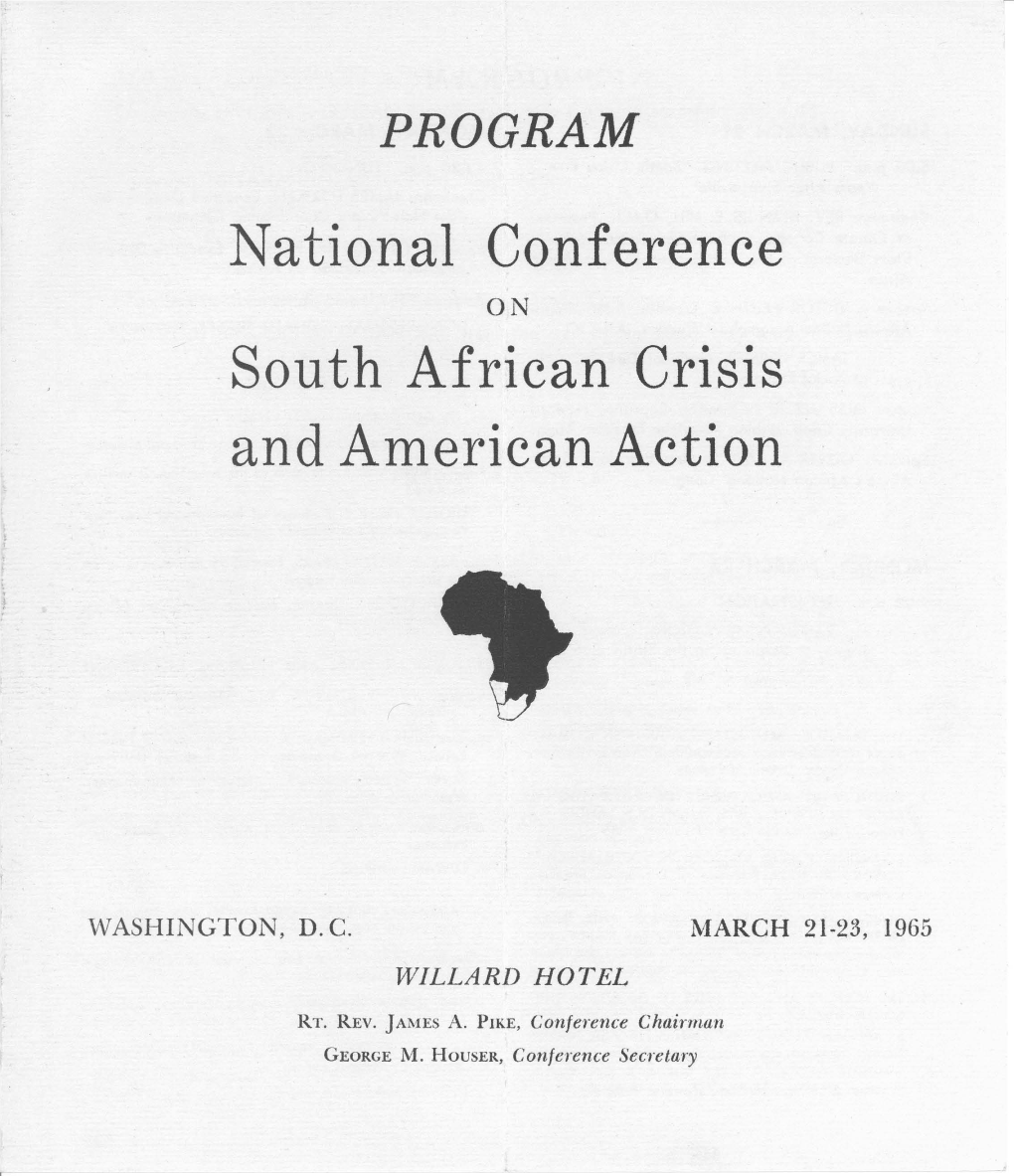 National Conference South African Crisis and American Action