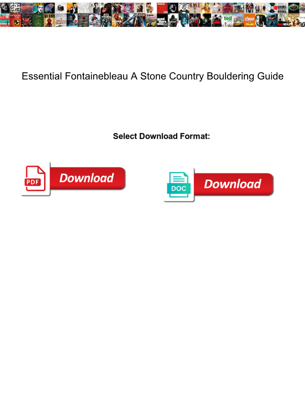 Essential Fontainebleau a Stone Country Bouldering Guide Scott
