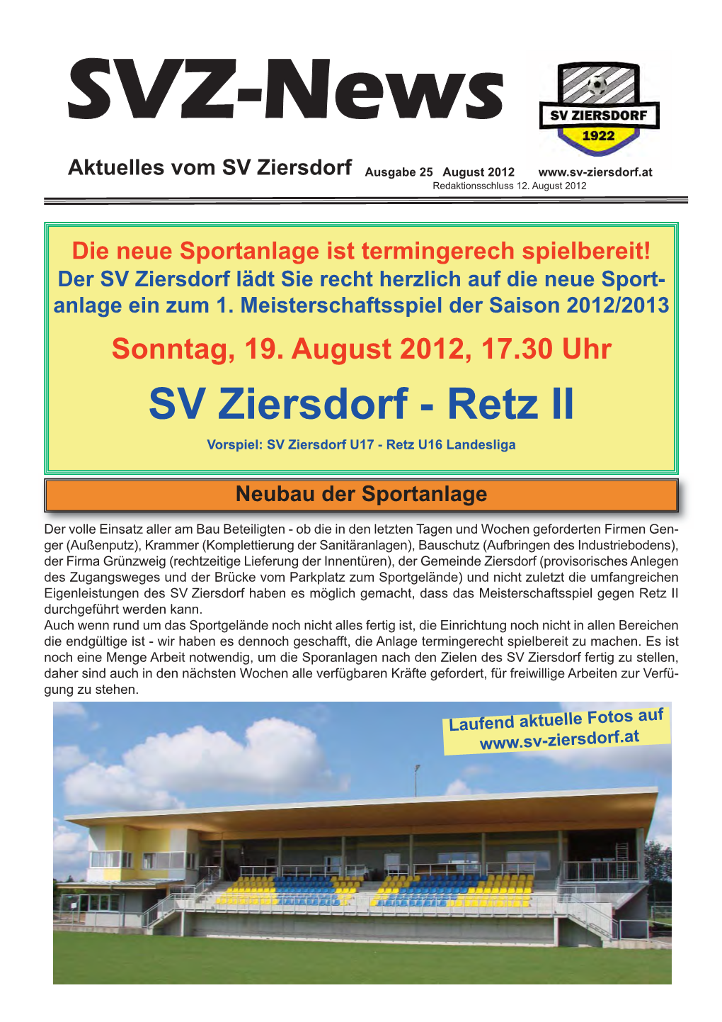 Retz II Vorspiel: SV Ziersdorf U17 - Retz U16 Landesliga