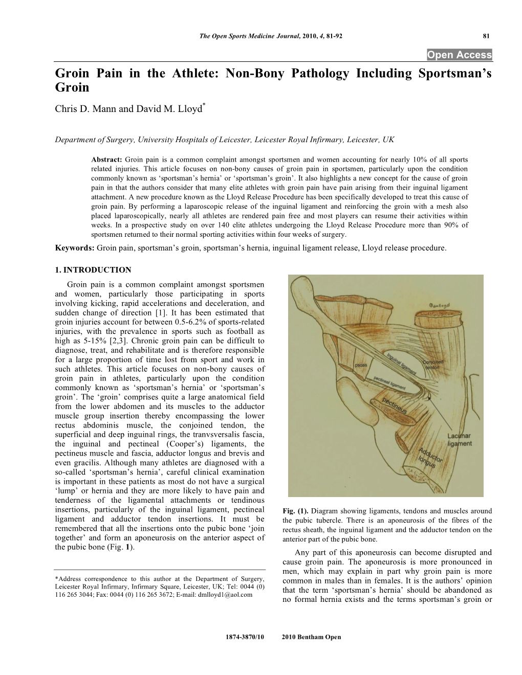 Groin Pain in the Athlete: Non-Bony Pathology Including Sportsman's