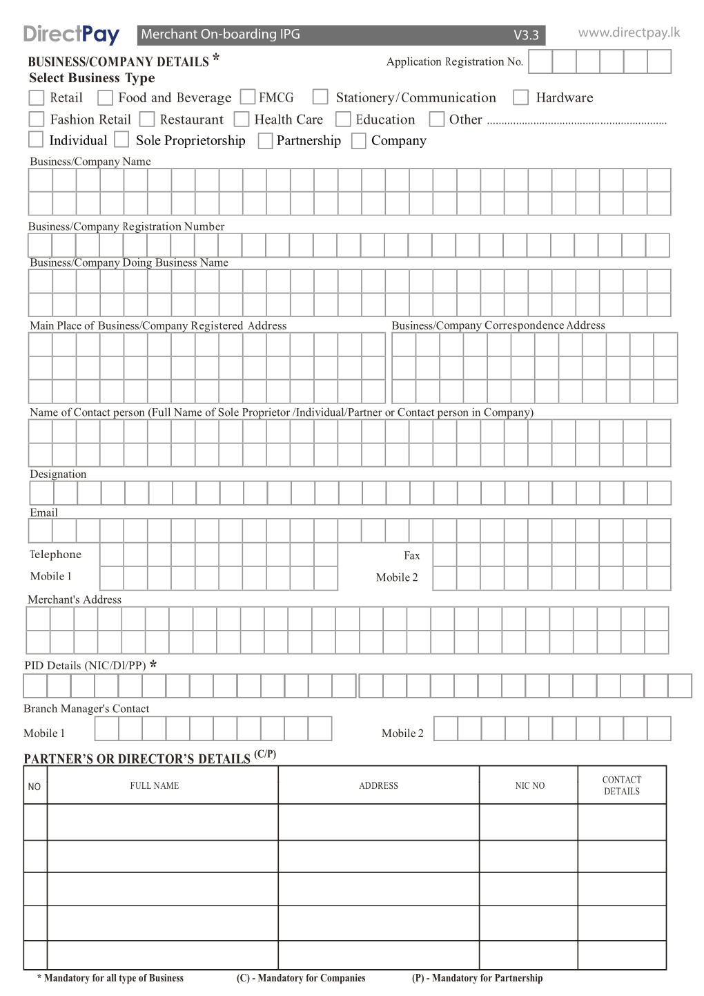 Directpay Merchant IPG Agreement 02 03 2021