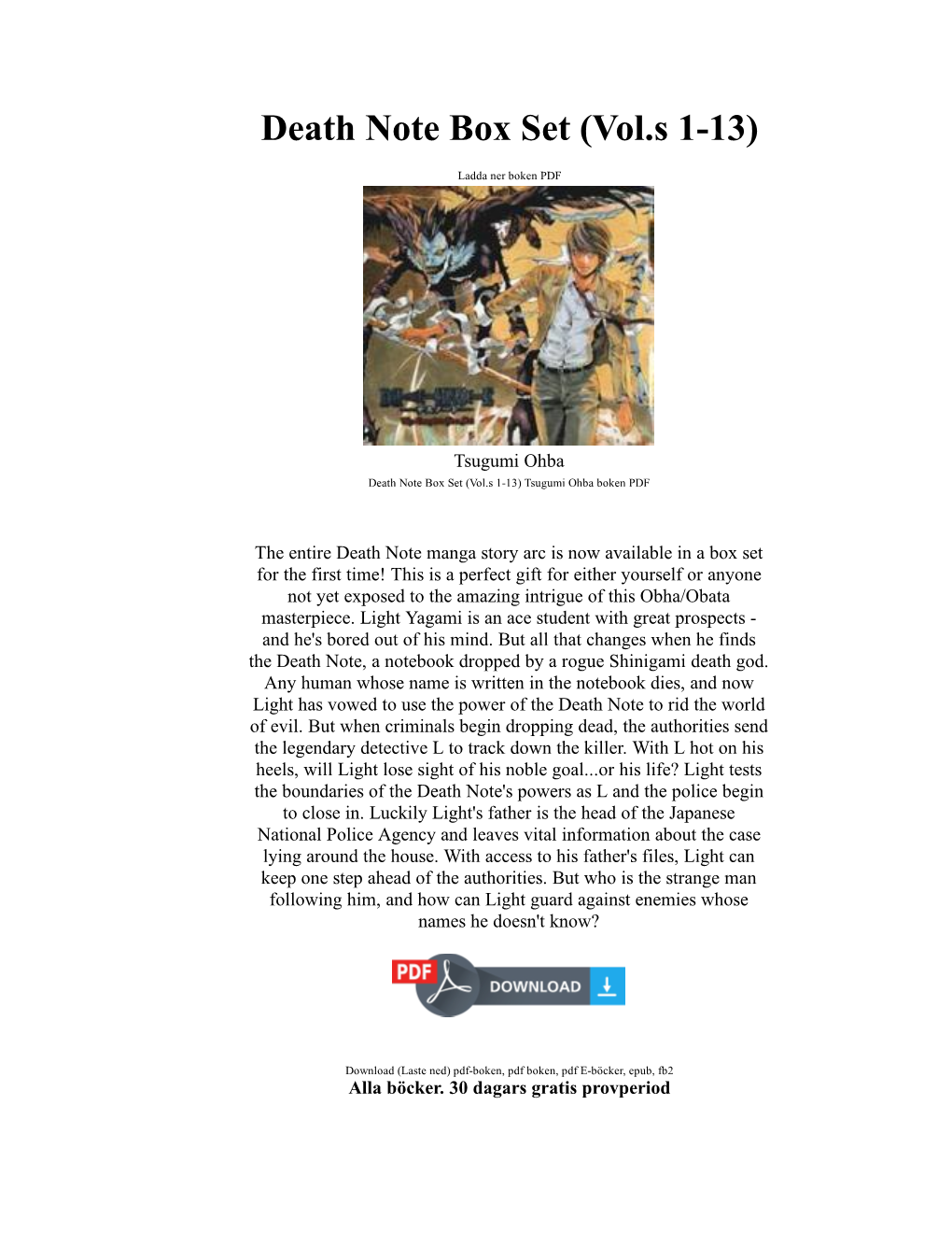 Death Note Box Set (Vol.S 1-13) Tsugumi Ohba Bok PDF Epub Fb2