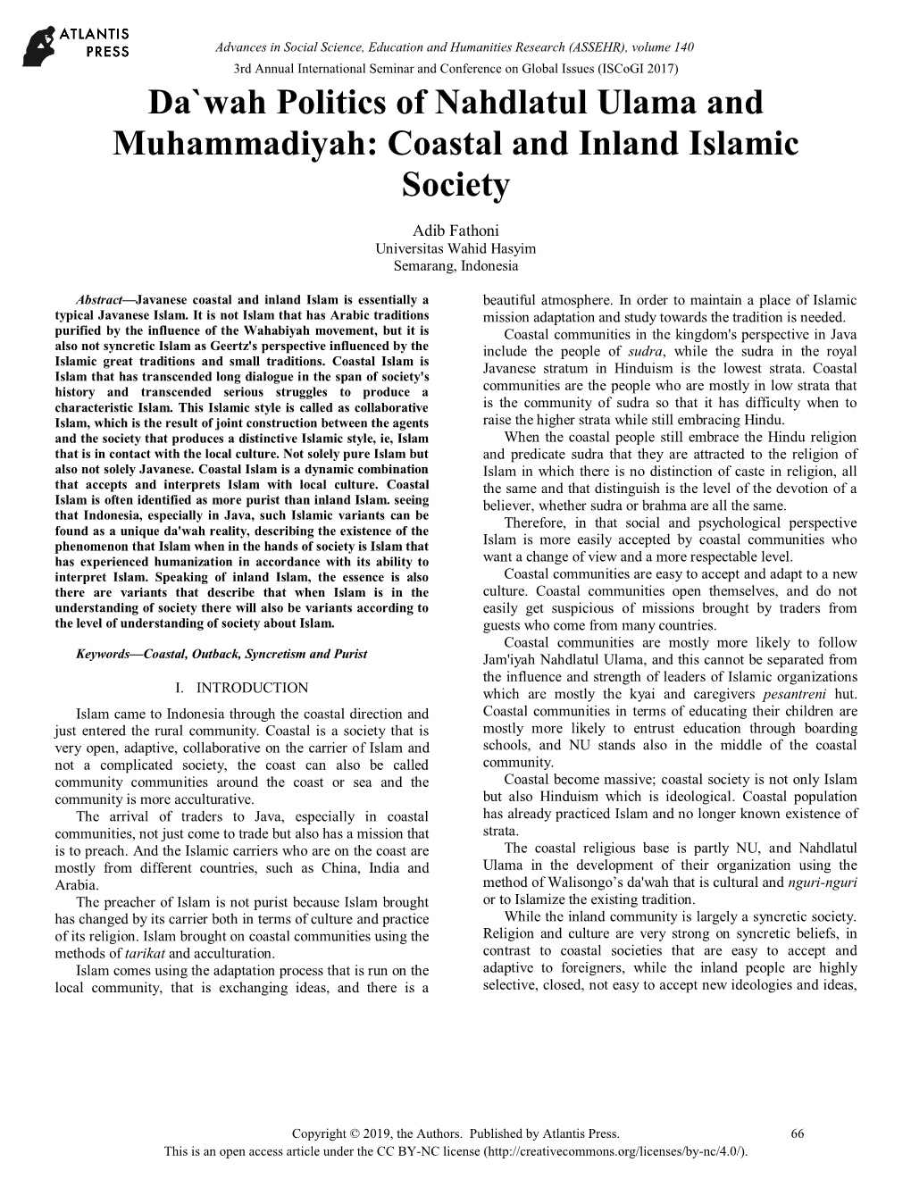 Da`Wah Politics of Nahdlatul Ulama and Muhammadiyah: Coastal and Inland Islamic