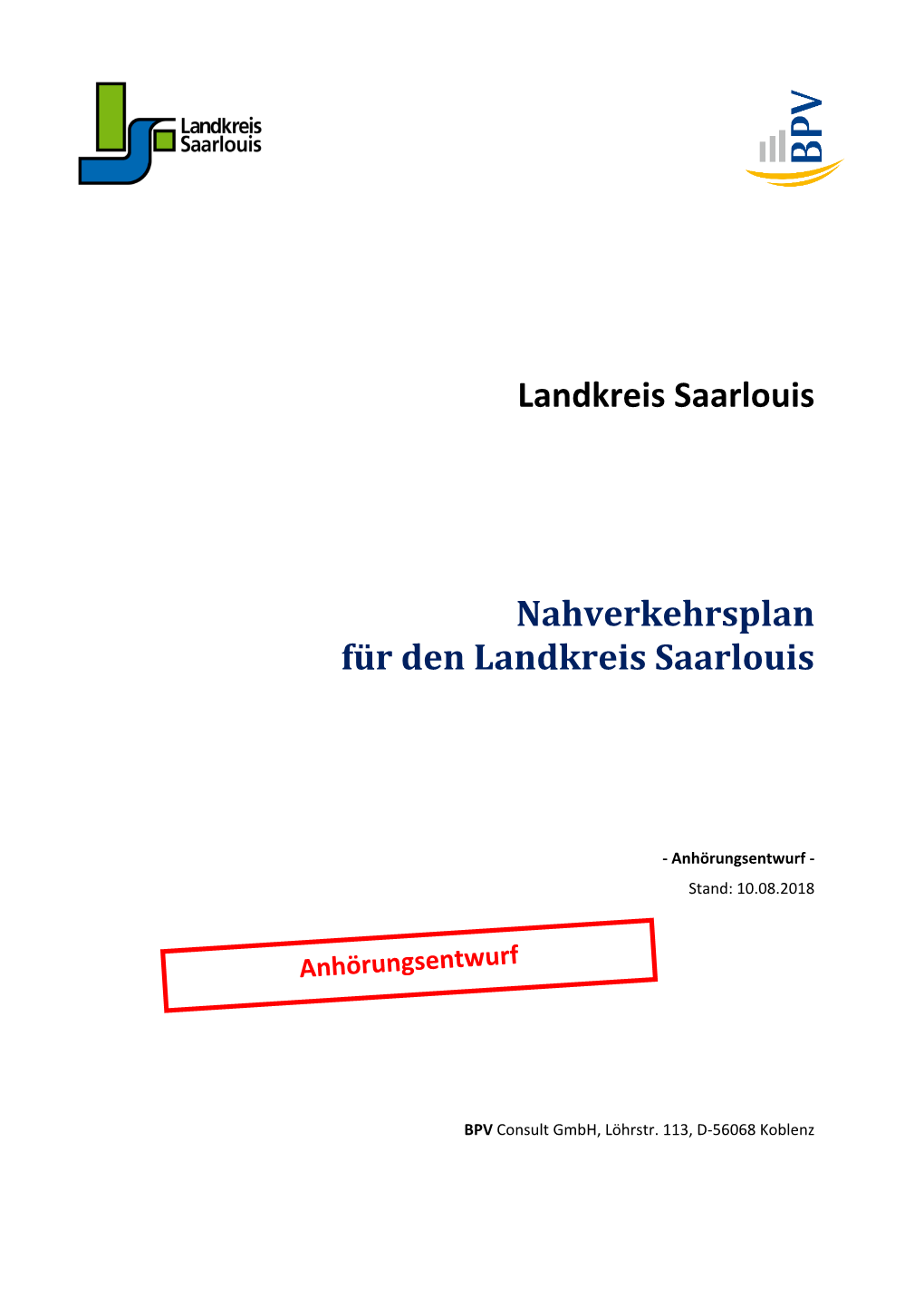 Nahverkehrsplan Für Den Landkreis Saarlouis