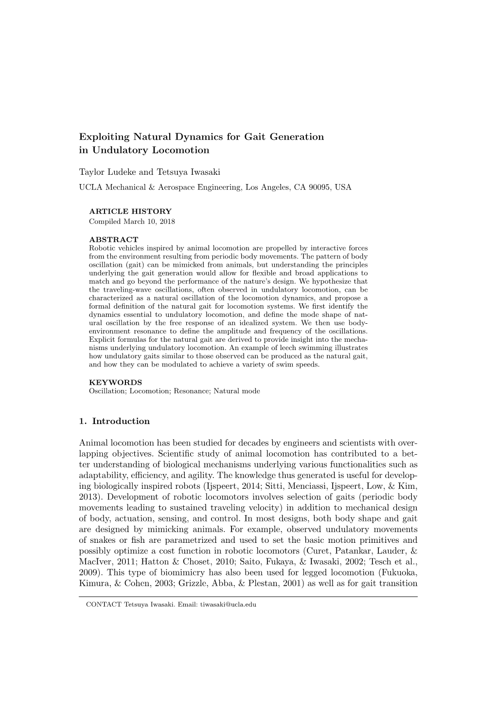 Exploiting Natural Dynamics for Gait Generation in Undulatory Locomotion