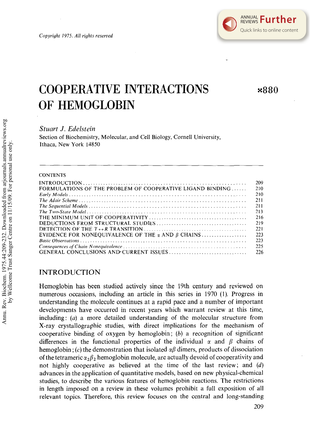 Cooperative Interactions of Hemoglobin