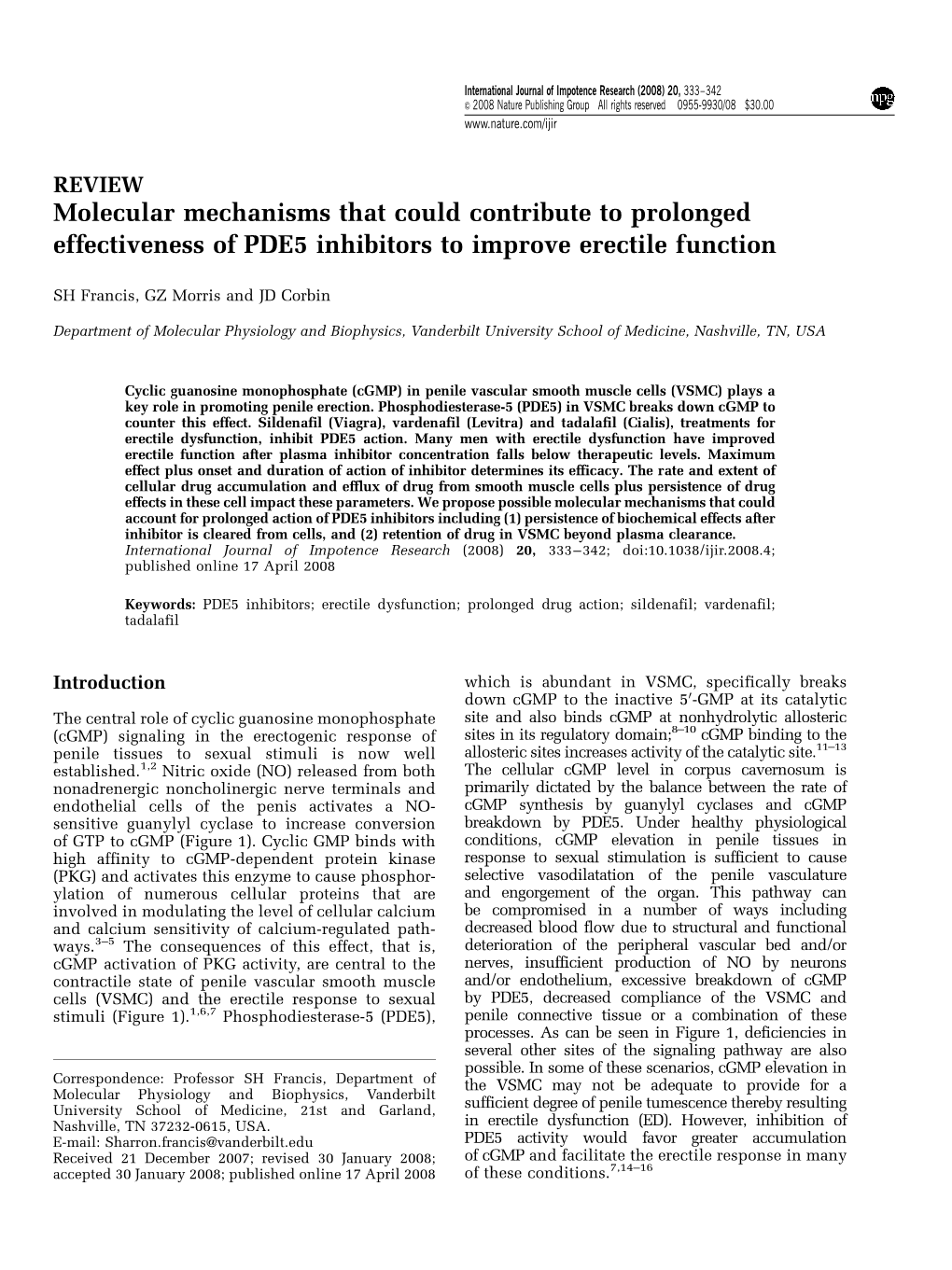 Molecular Mechanisms That Could Contribute to Prolonged Effectiveness of PDE5 Inhibitors to Improve Erectile Function