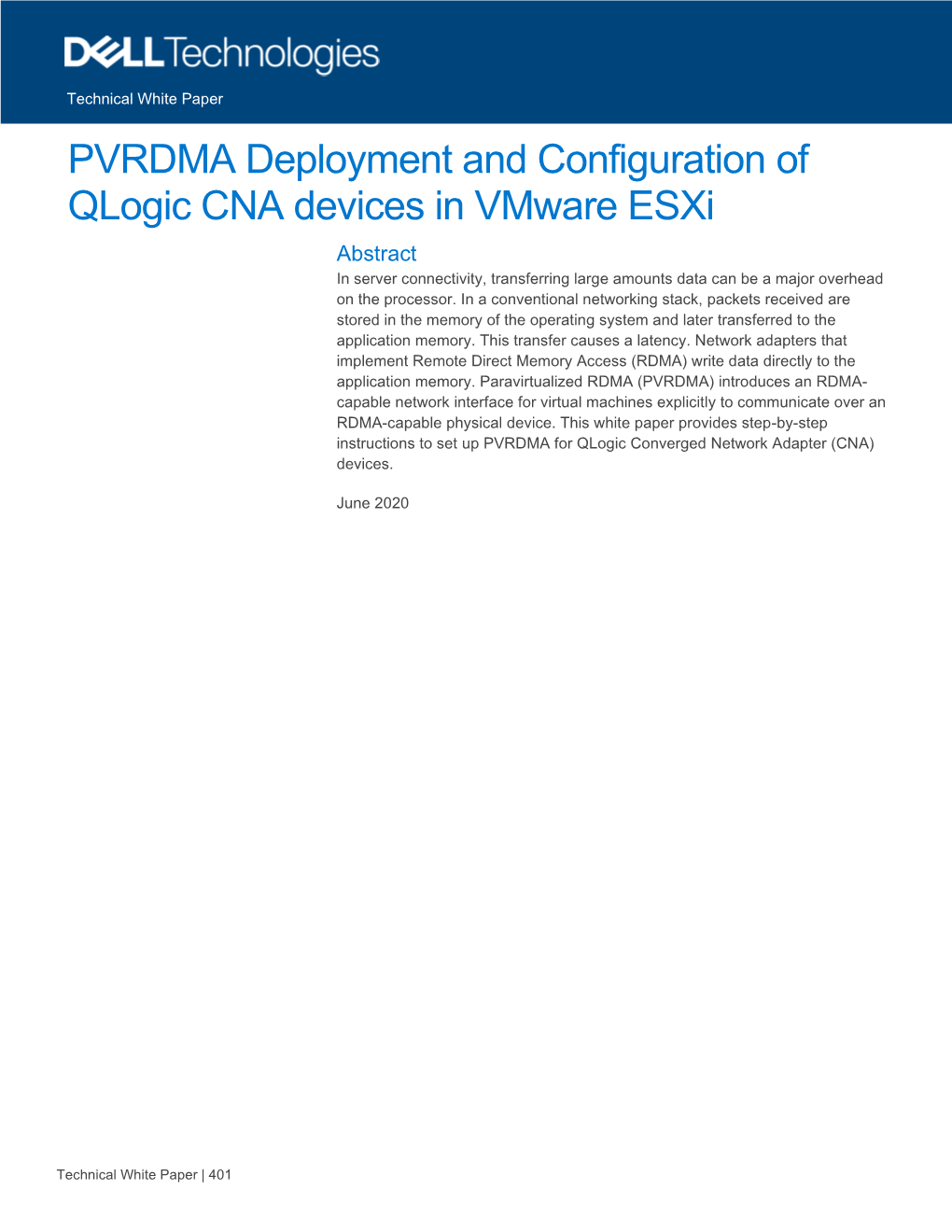 PVRDMA Deployment and Configuration of Qlogic CNA
