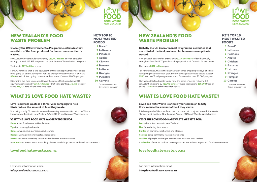 New Zealand's Food Waste Problem What Is Love Food Hate Waste