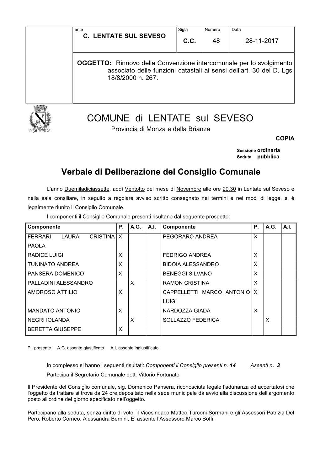 COMUNE Di LENTATE Sul SEVESO Provincia Di Monza E Della Brianza