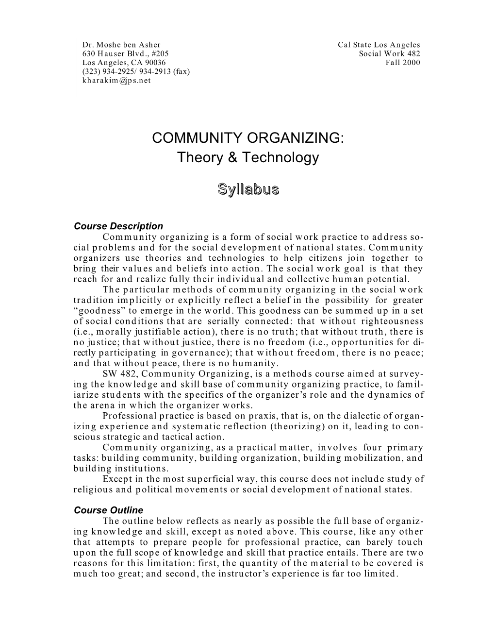 COMMUNITY ORGANIZING: Theory & Technology