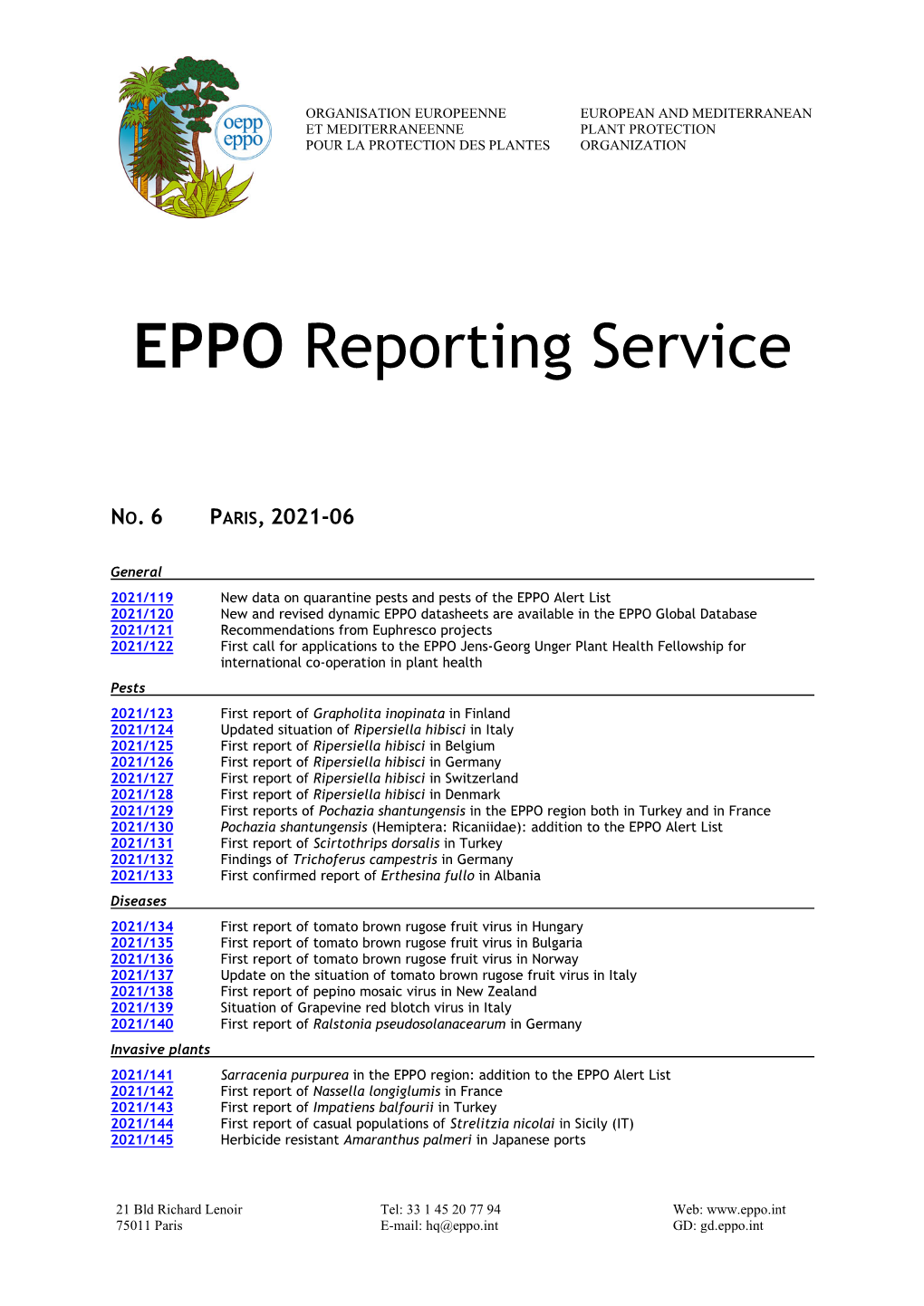 EPPO Reporting Service