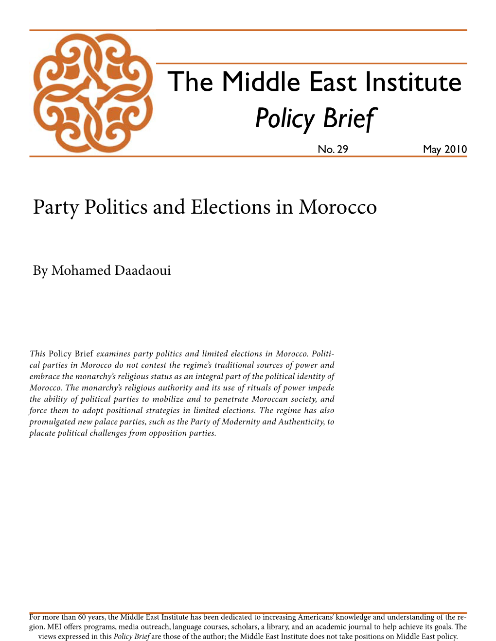 The Middle East Institute Policy Brief No