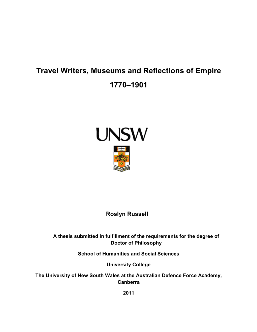 Travel Writers, Museums and Reflections of Empire 1770–1901