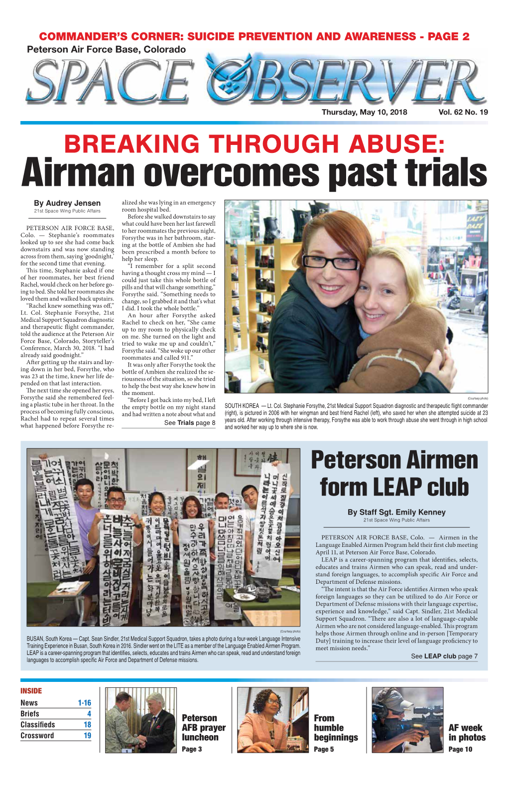 Airman Overcomes Past Trials by Audrey Jensen Alized She Was Lying in an Emergency 21St Space Wing Public Affairs Room Hospital Bed