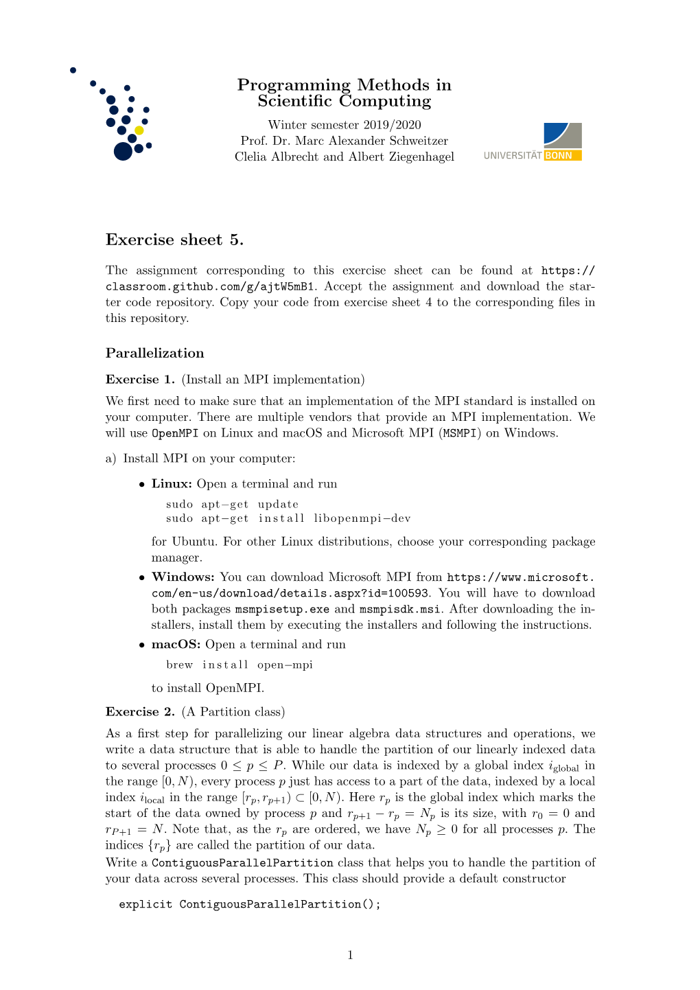 Programming Methods in Scientific Computing Exercise Sheet 5