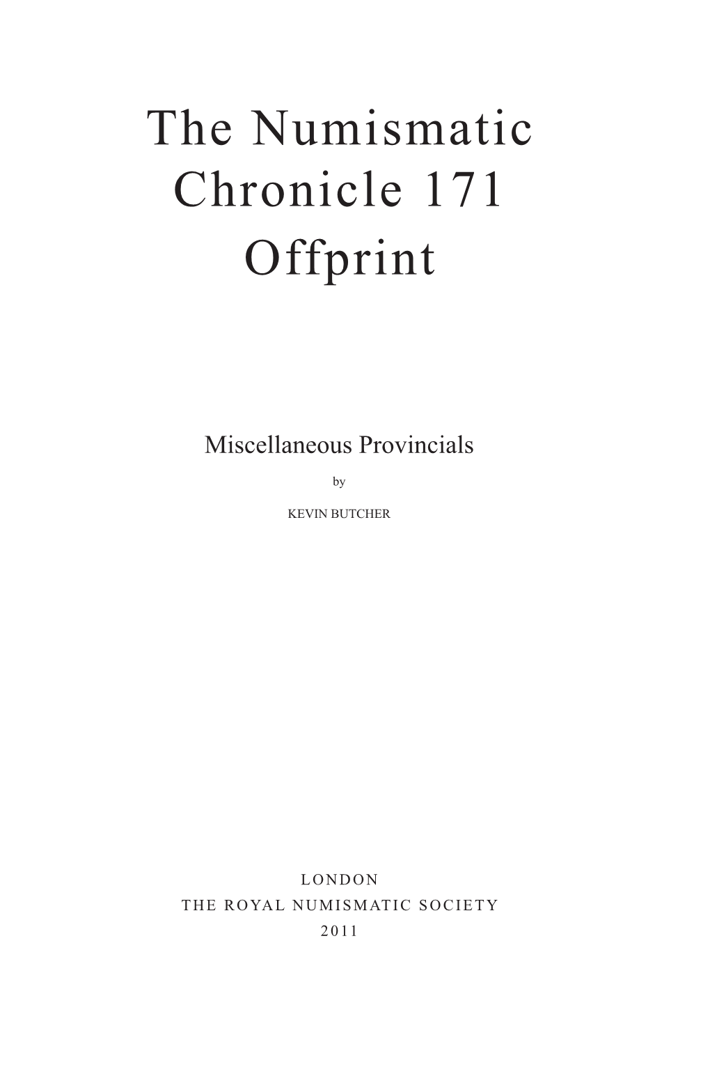 The Numismatic Chronicle 171 Offprint