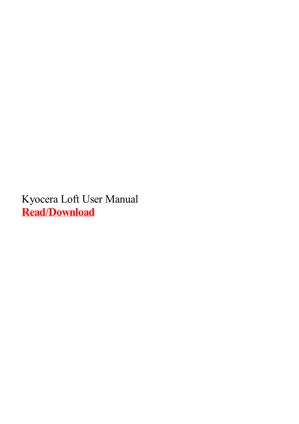 Kyocera Loft User Manual