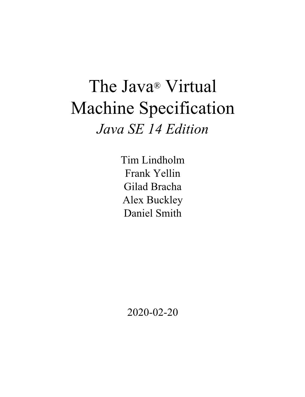 The Java® Virtual Machine Specification Java SE 14 Edition