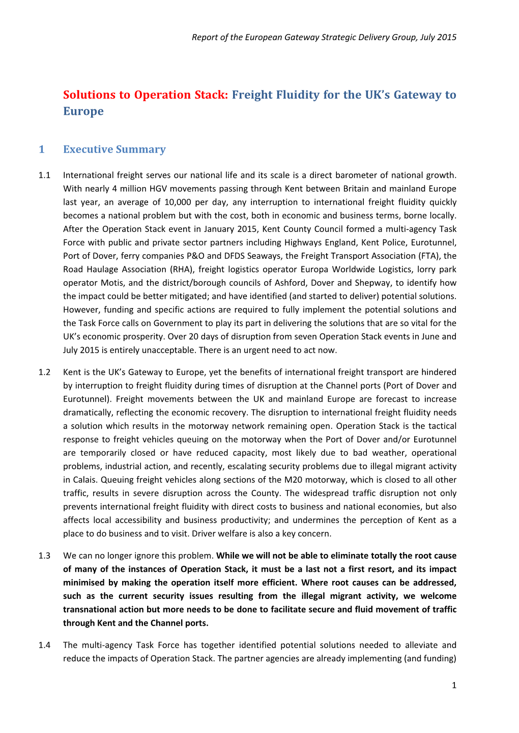 Solutions to Operation Stack: Freight Fluidity for the UK's Gateway To