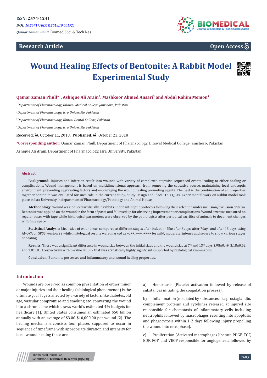 Wound Healing Effects of Bentonite: a Rabbit Model Experimental Study