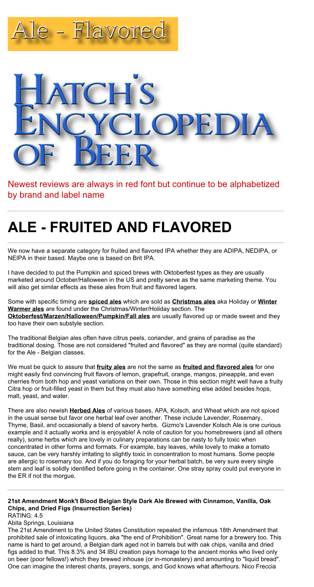 Ale - Fruited and Flavored