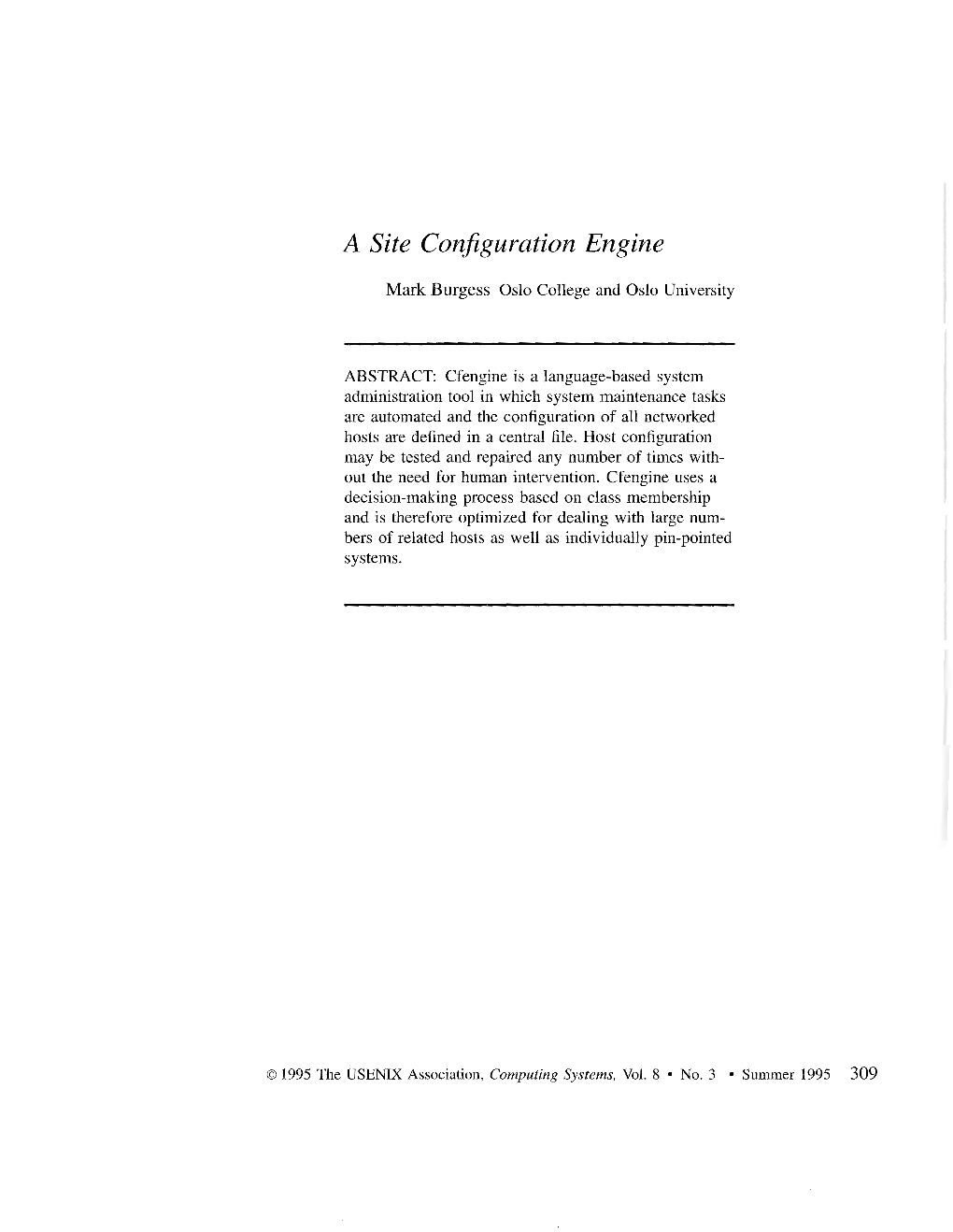 A Site Configuration Engine
