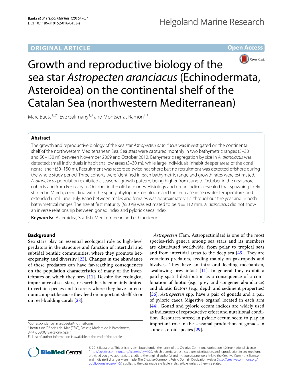 Growth and Reproductive Biology of The