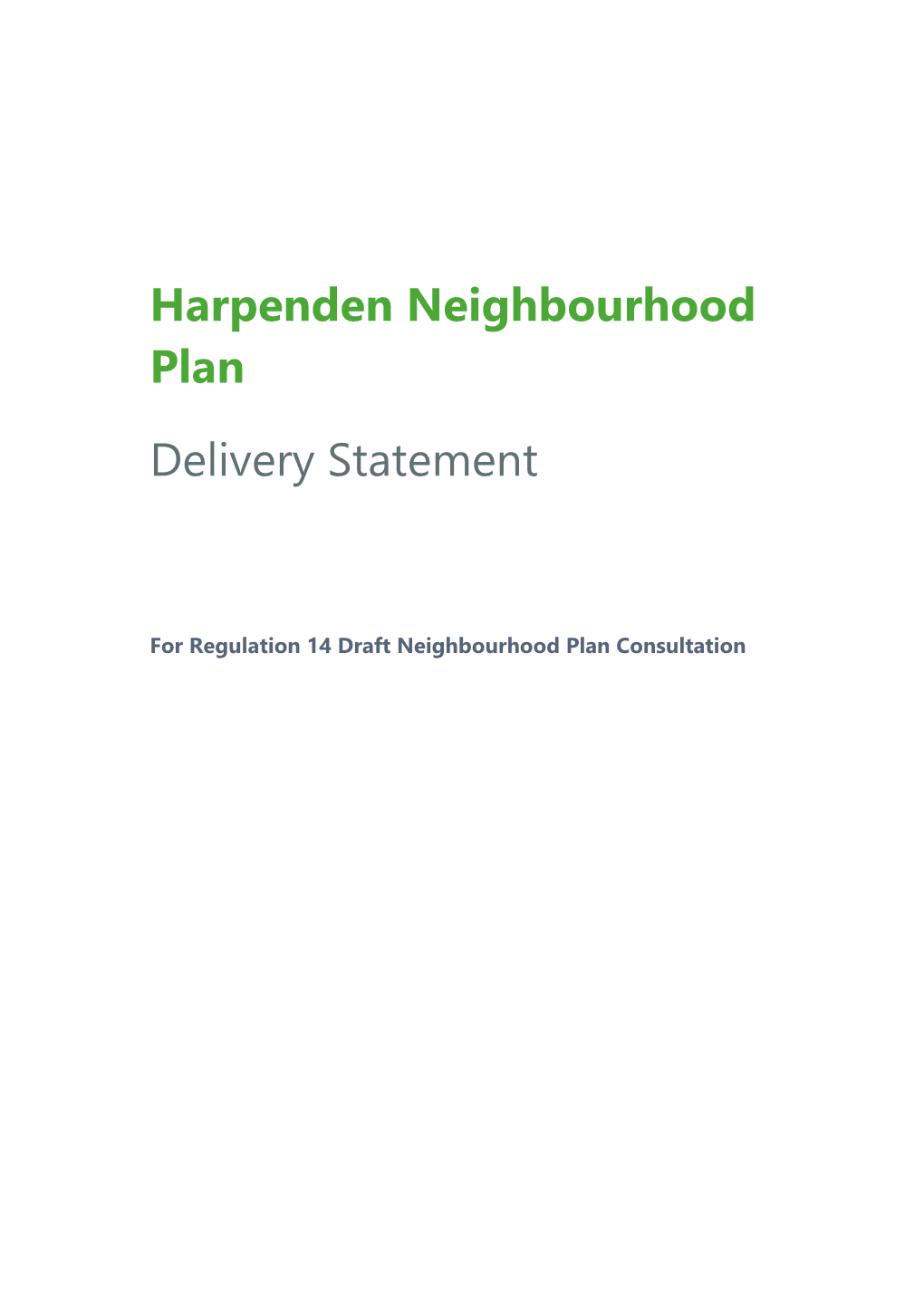 Harpenden Neighbourhood Plan Delivery Statement