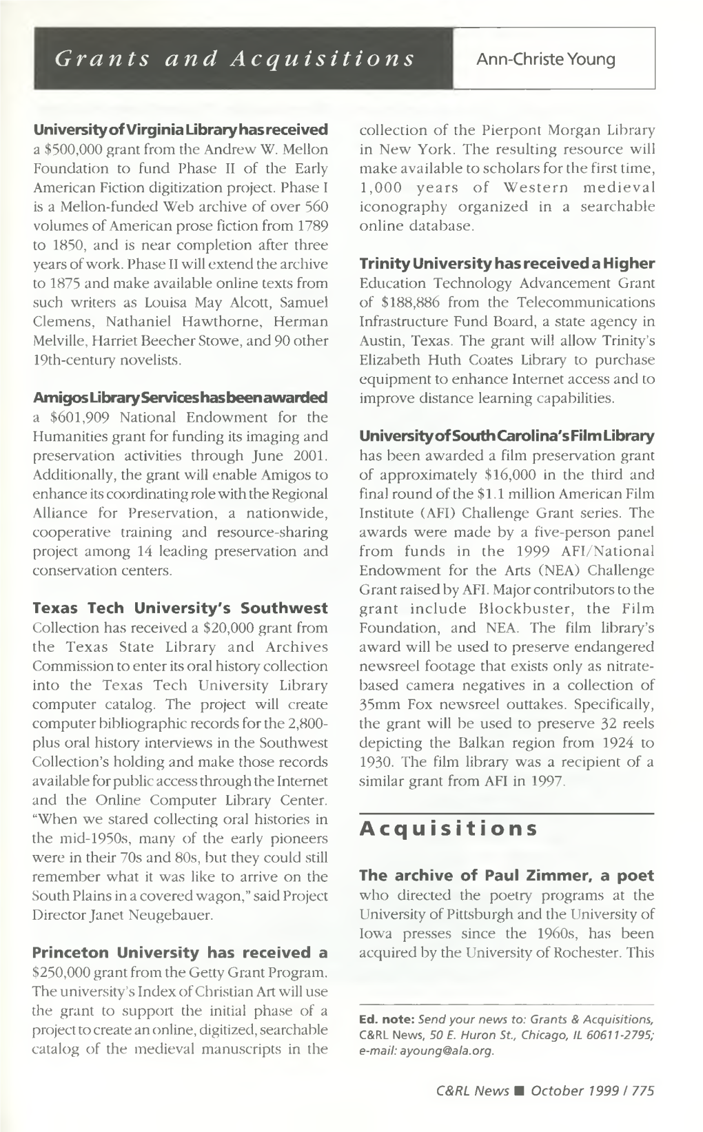 ACRL News Issue (B) of College & Research Libraries