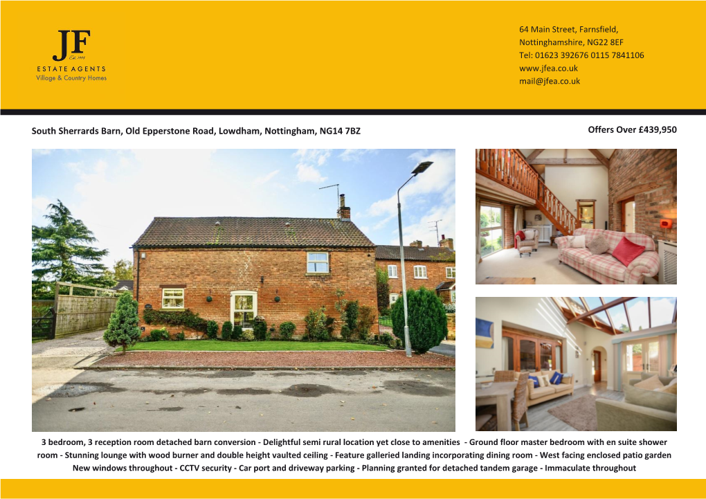 South Sherrards Barn, Old Epperstone Road, Lowdham, Nottingham, NG14 7BZ Offers Over £439,950