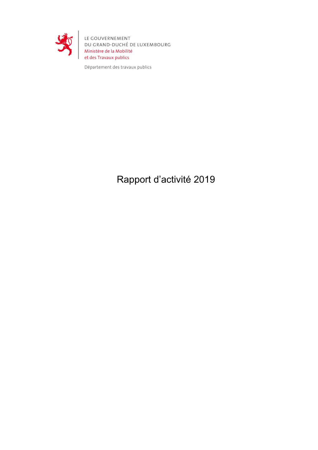 Rapport D'activité 2019 Du Département Des Travaux Publics