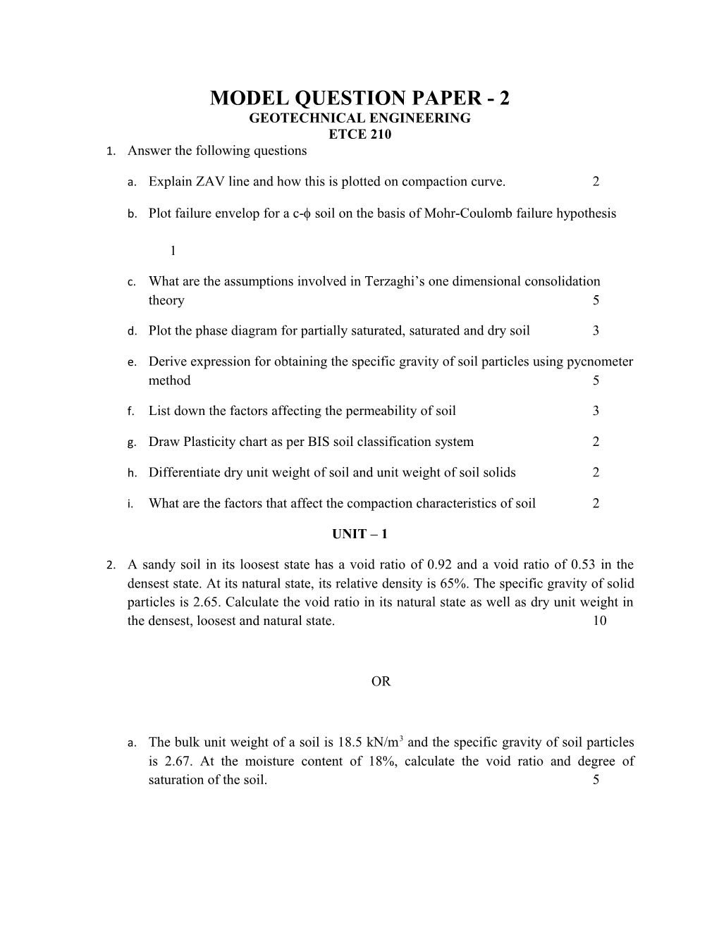 Model Question Paper - 2