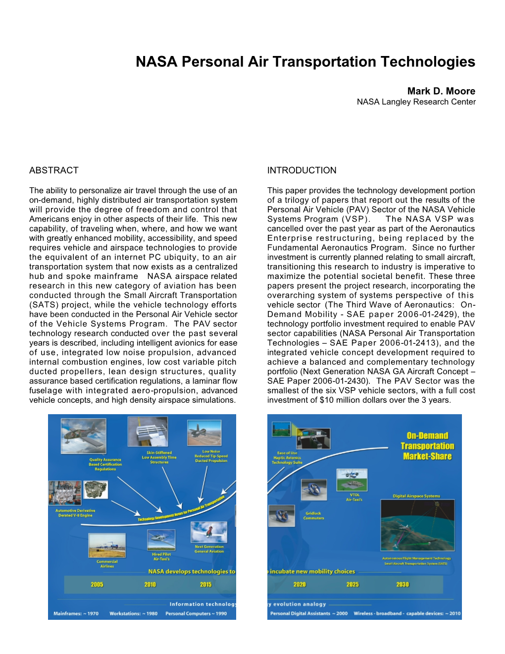 NASA Personal Air Transportation Technologies