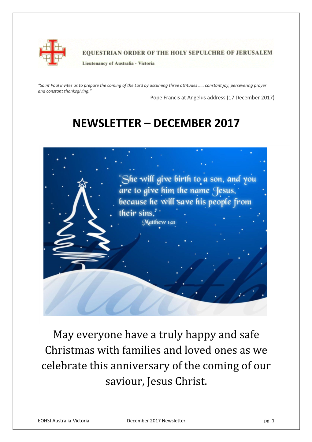 Newsletter – December 2017