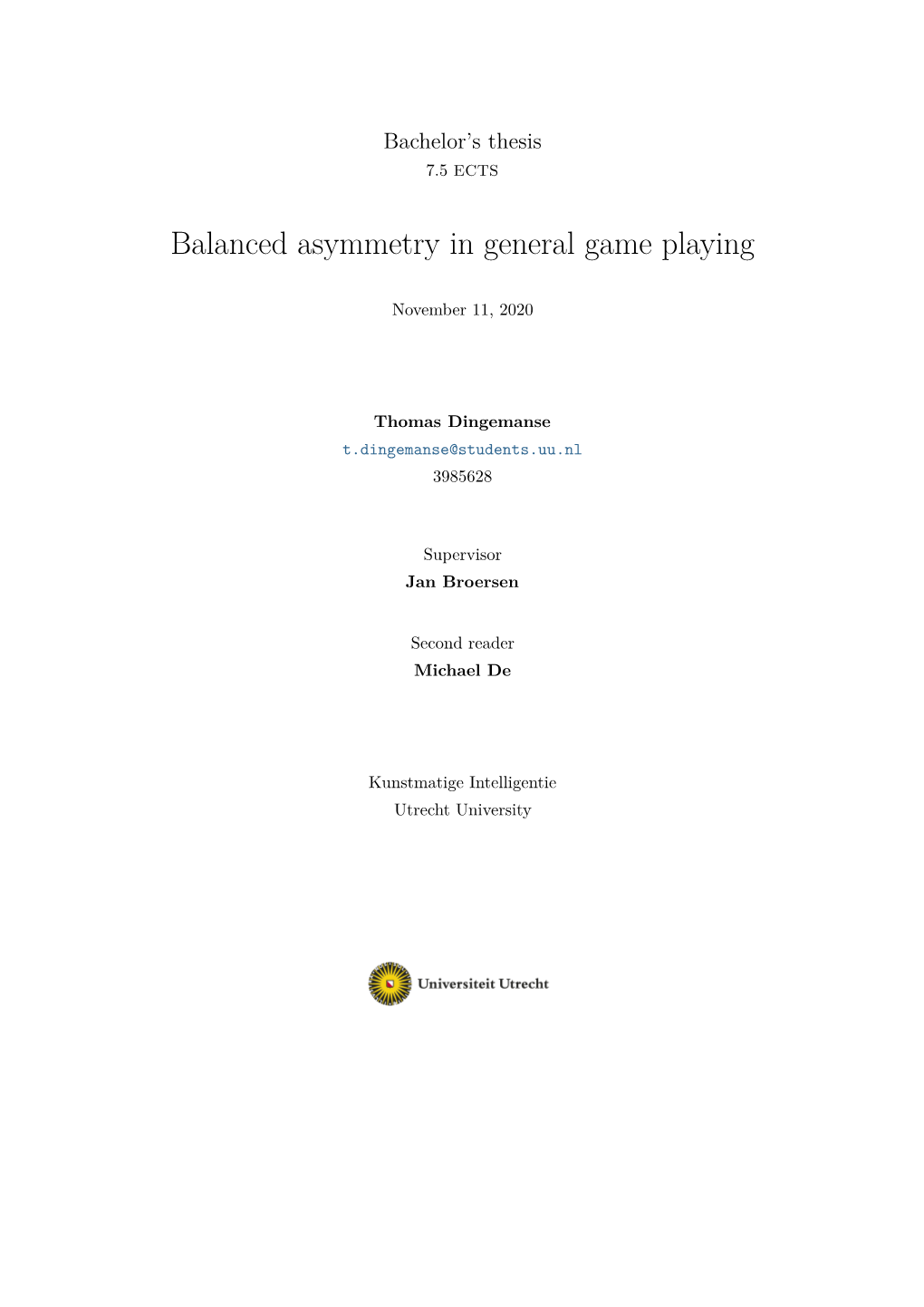 Balanced Asymmetry in General Game Playing
