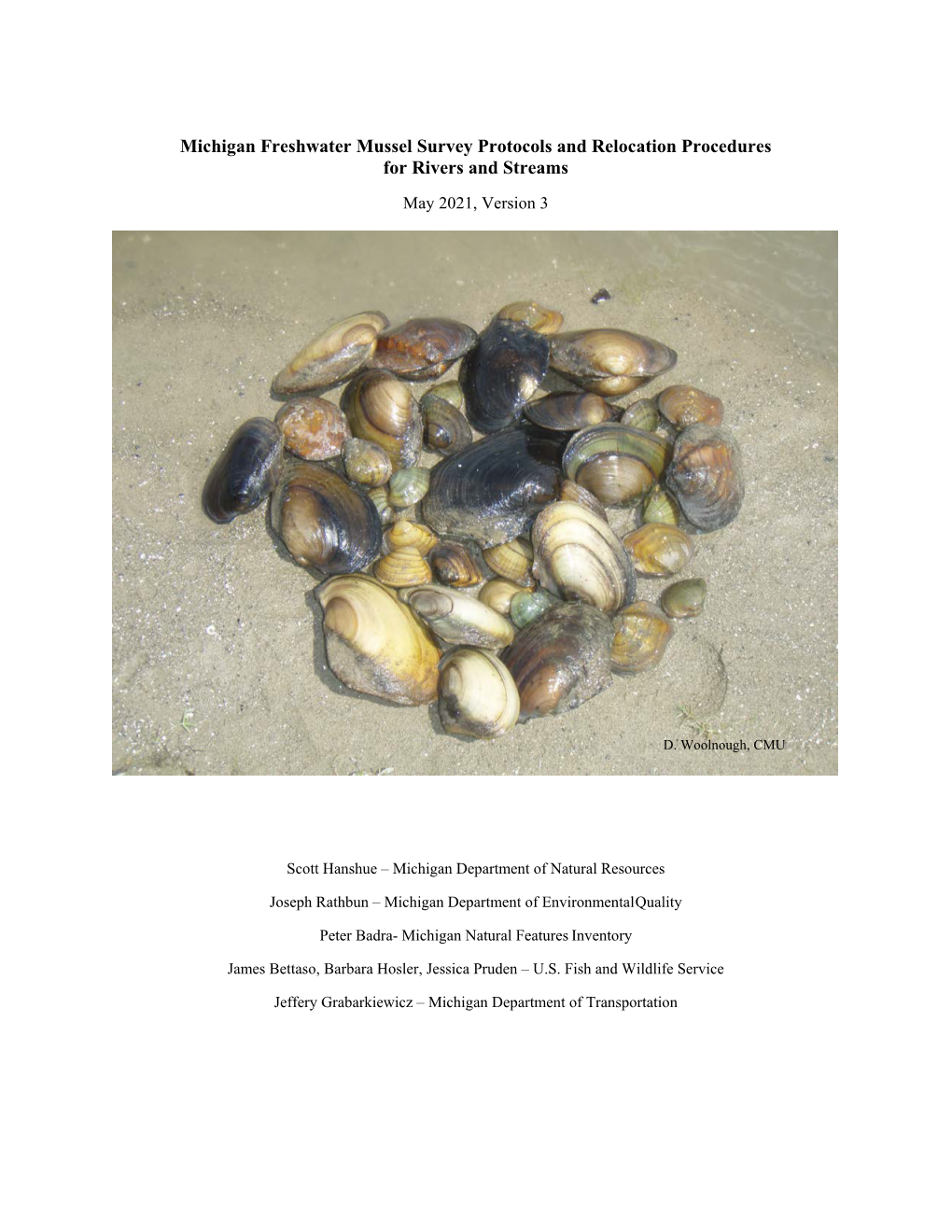 Michigan Freshwater Mussel Survey Protocols and Relocation Procedures for Rivers and Streams May 2021, Version 3