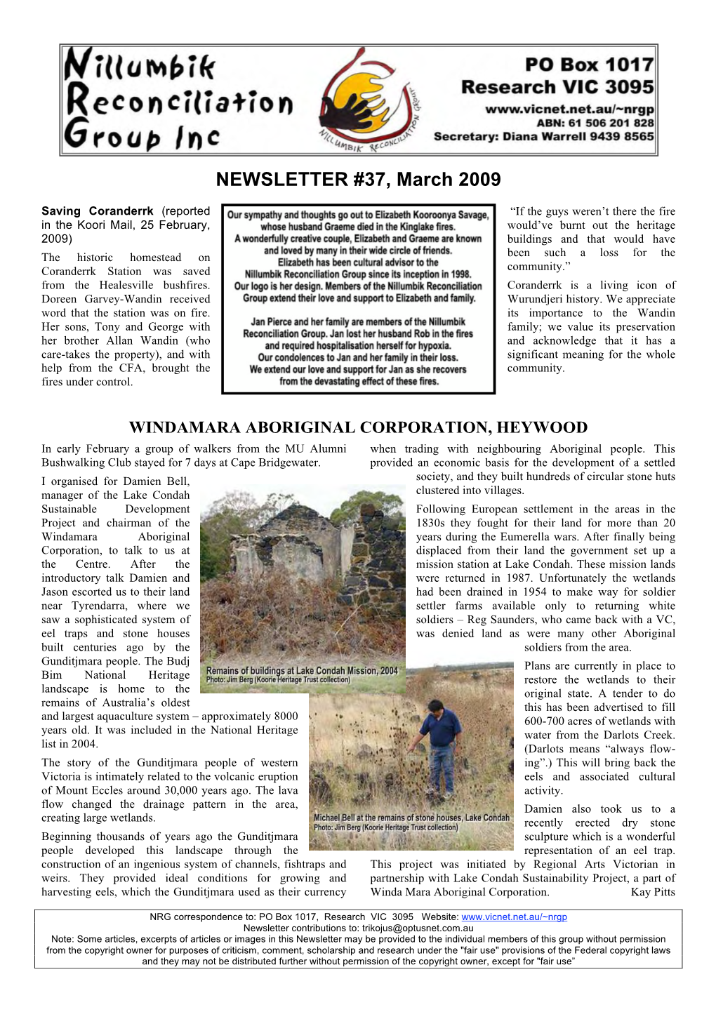 NEWSLETTER #37, March 2009