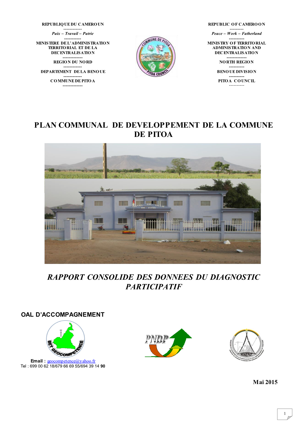 Plan Communal De Developpement De La Commune De Pitoa