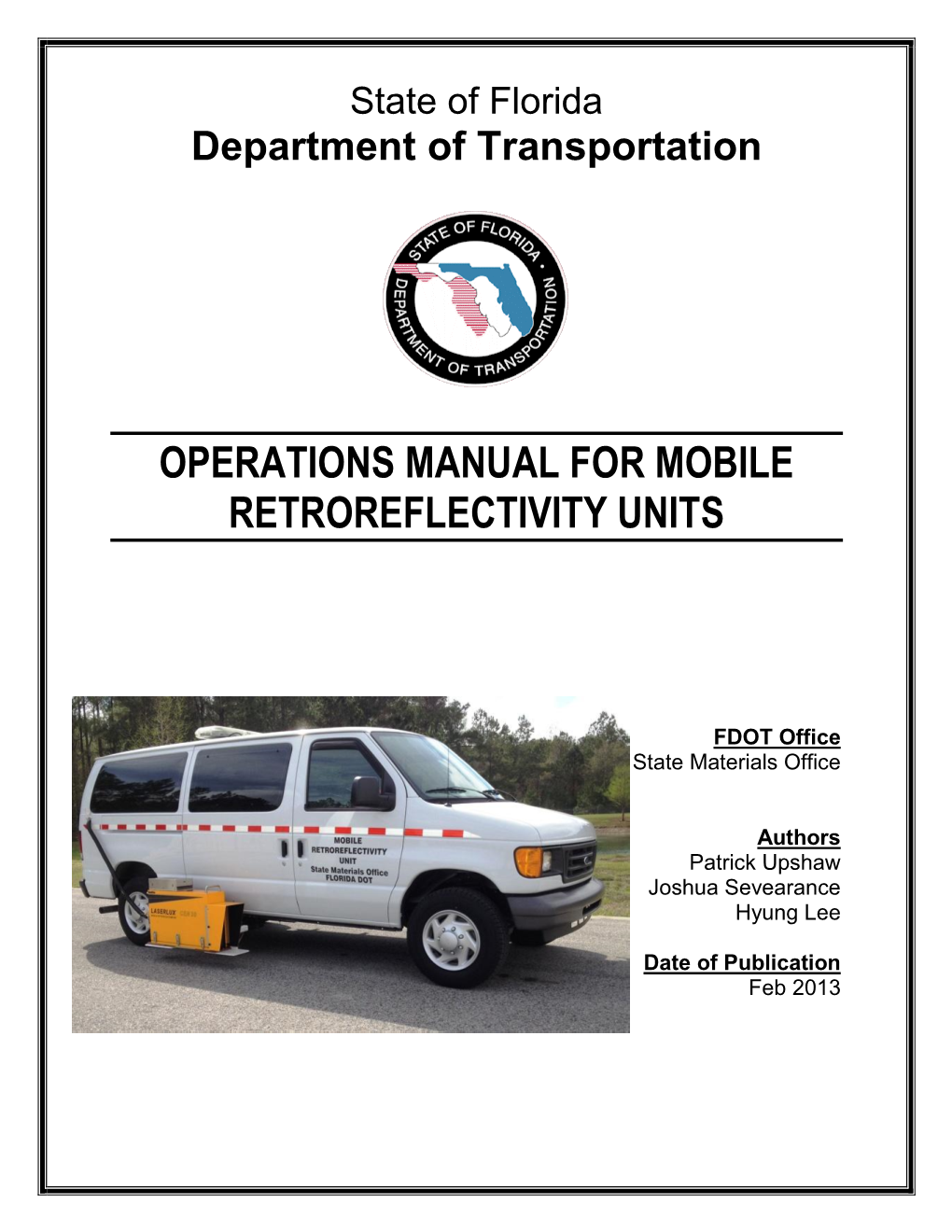 Operations Manual for Mobile Retroreflectivity Units