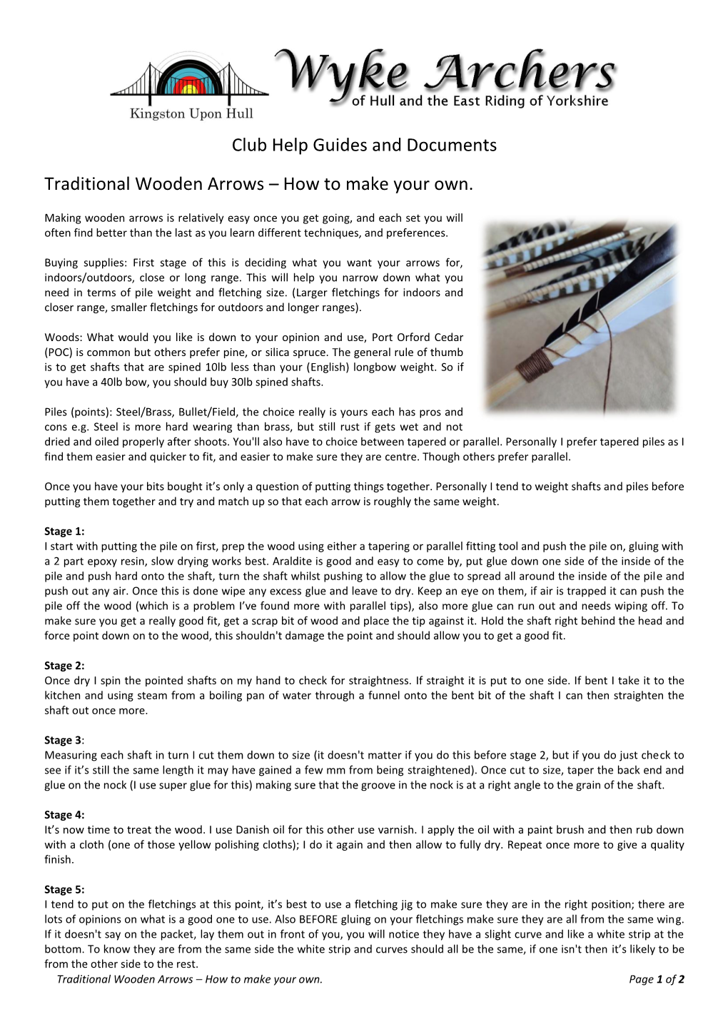 Club Help Guides and Documents Traditional Wooden Arrows – How