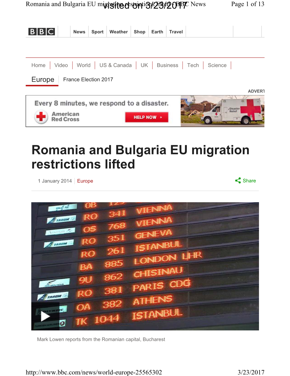Romania and Bulgaria EU Migration Restrictions Lifted