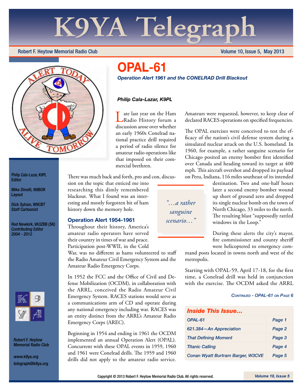 May 2013 OPAL-61 Operation Alert 1961 and the CONELRAD Drill Blackout