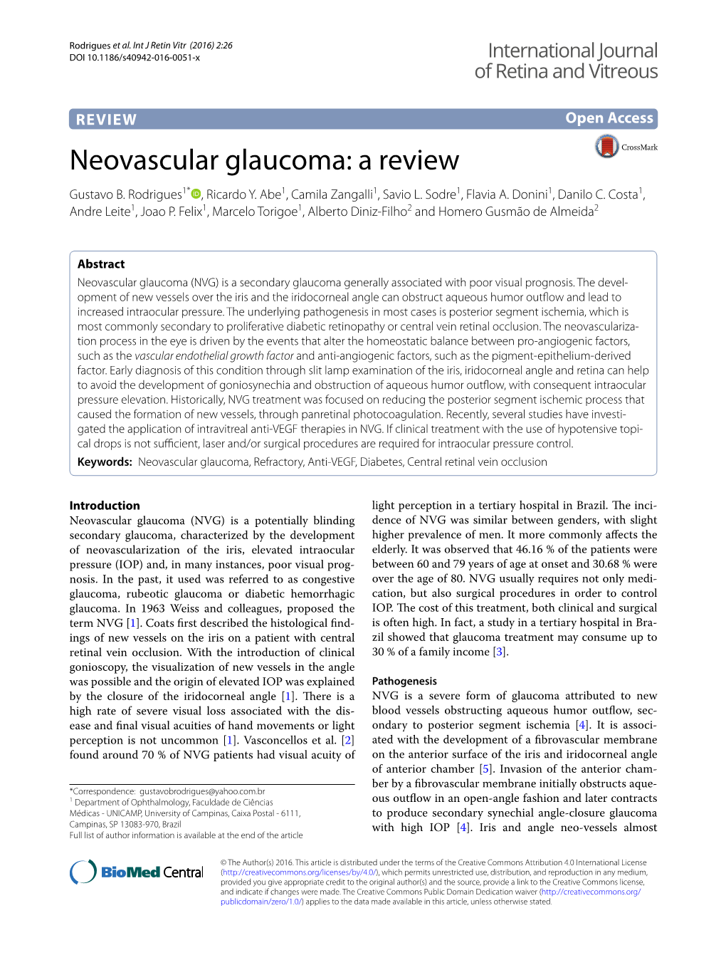 Neovascular Glaucoma: a Review Gustavo B