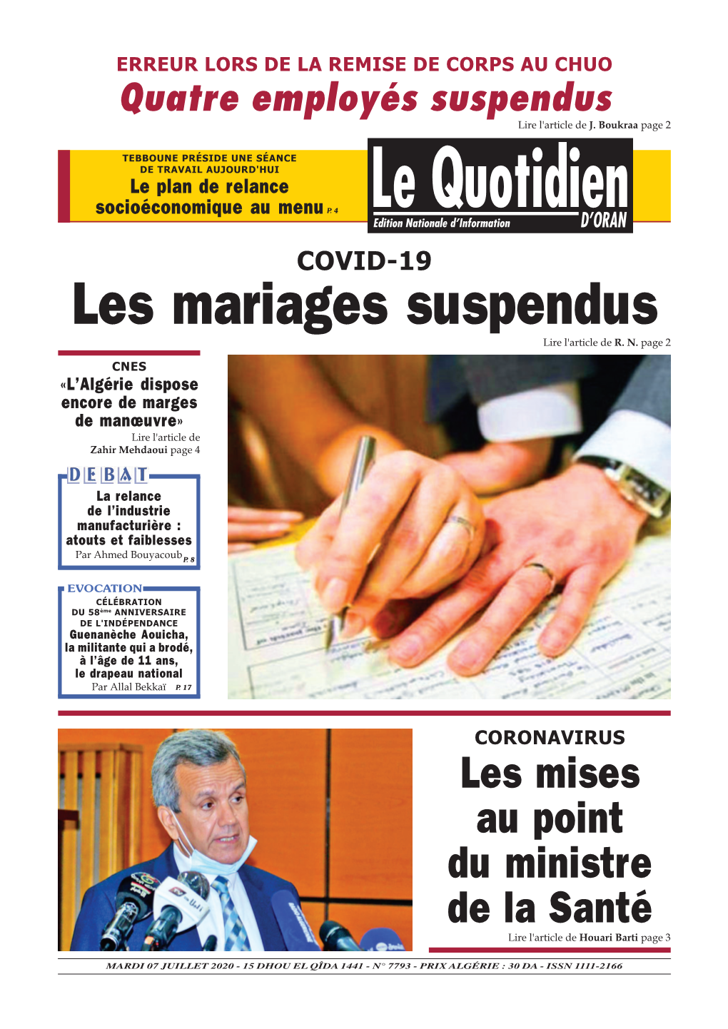 Pdf Le Quotidien D Oran Du 2020-07-07