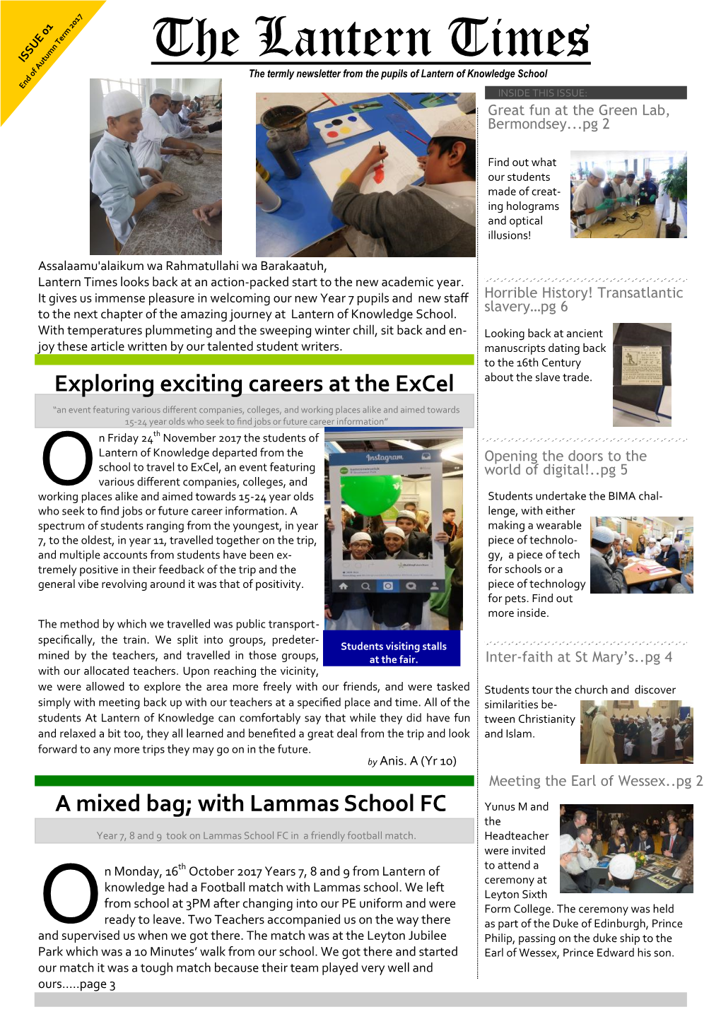 The Lantern Times the Termly Newsletter from the Pupils of Lantern of Knowledge School