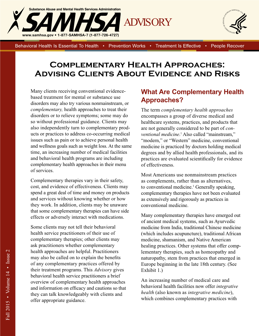 Complementary Health Approaches: Advising Clients About Evidence and Risks